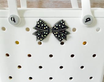 Coquette Black Bow Crystal Charm for Bogg Bag / Accessory / Decoration