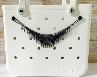 Brown Beads Bronze Fringe Drop  Charm Attachment for Bogg Bag Beach Bag Accessory