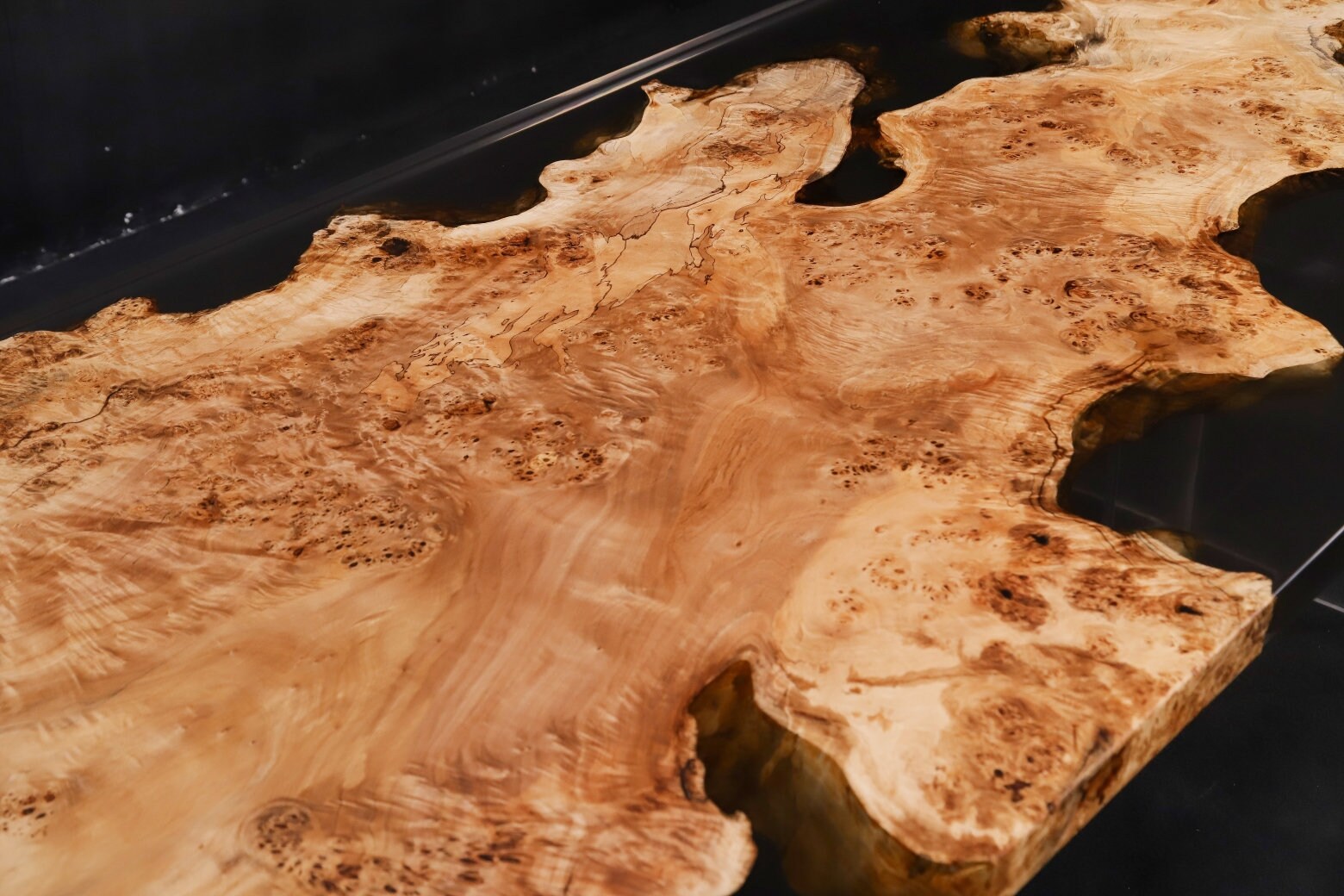 Live Edge Burl Wood Dining Table Top Black Epoxy Poplar Burl Wood Epoxy ...
