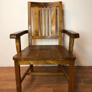 Solid teak wood dining chair . dining table chair . kitchen table chair . brown finish . modern design with comfort