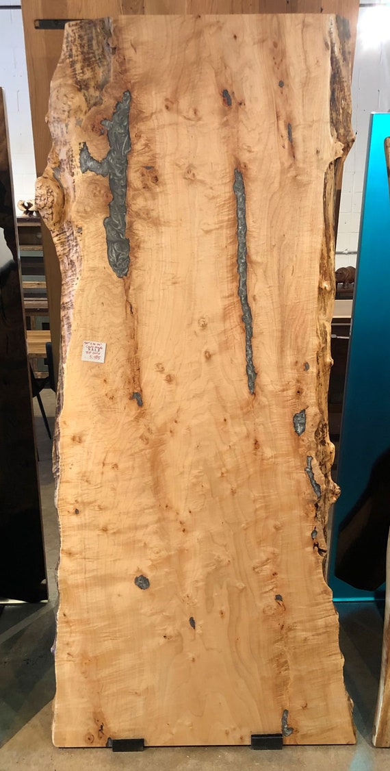 Live Edge Single Slab Curly Maple Wood 90 X 33 39 One Piece Slab