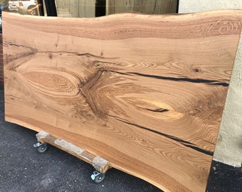 Live edge oak wood bookmatch slab 84x42-46 dining table top or conference room table
