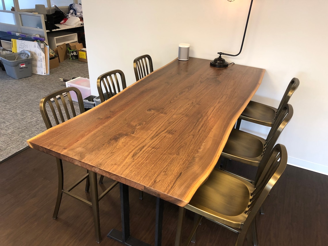 84 Live Edge Solid Walnut Wood Slab Bar Height Table . Live Edge Pub