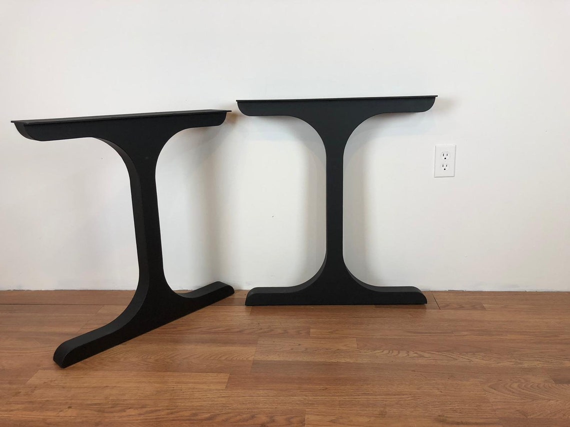 Metal Table Desk Base Legs in Black Matte Finish . Contemporary Table