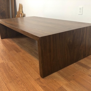 48" American black walnut wood waterfall coffee table modern contemporary living room