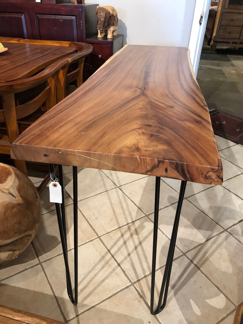 Live edge acacia wood slab hallway console entryway sofa table Etsy