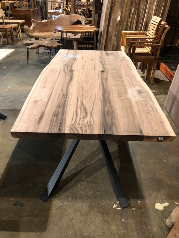 Natural Live Edge Solid Walnut Wood Slab Dining Table Top Etsy