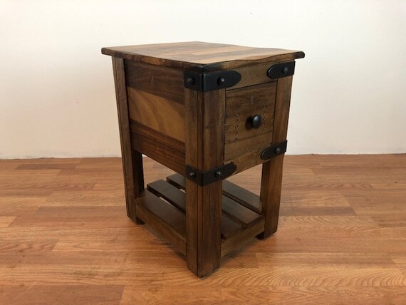 Rustic Style Solid Wood Chair Side Table End Table Night Etsy