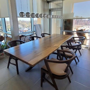 Live edge walnut wood dining / kitchen table top 84&quot; | Midcentury modern contemporary furniture design