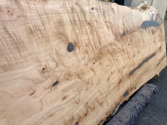 Live Edge Single Slab Curly Maple Wood 90 X 33 39 One Piece Slab