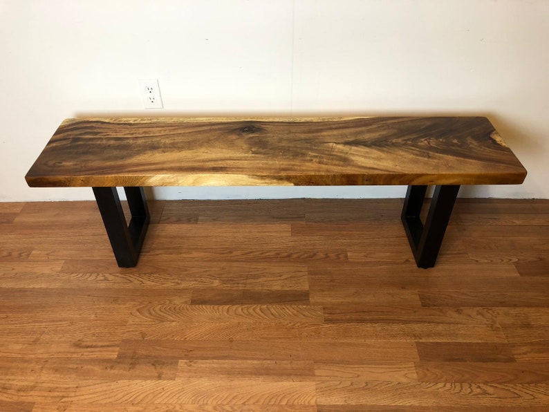 Natural Live Edge Solid Acacia Wood Bench 59 X 14 X 18 H With | Etsy