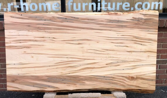 NM 01 Live Edge Wormy Maple Wood Dining Table Kitchen Table Top