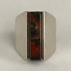 Vintage Modernist Sterling Silver Agate Ring Henning Ulrichsen Denmark