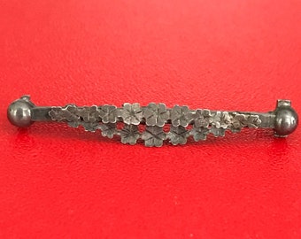 Antike viktorianische Sterlingsilber Blumen Bar Pin gestempelt