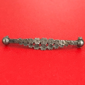 Antique Victorian Sterling Silver Floral Bar Pin Hallmarked