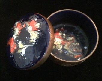 Vintage Enamel Copper Trinket Box