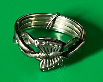 Vintage Sterling Silver Butterfly Puzzle Ring