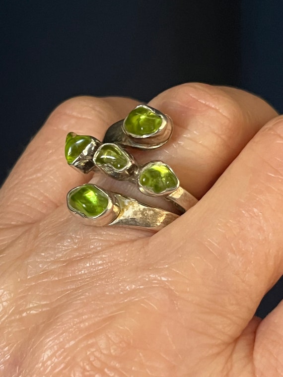 Unique Sterling Silver Peridot Ring Marked Lilly … - image 10