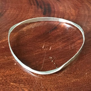 Vintage Hammered Sterling Silver Triangular Bangle