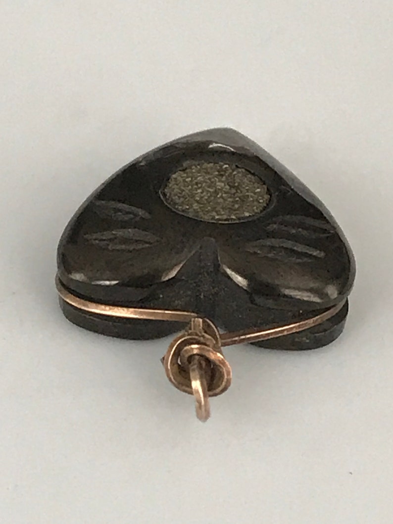 Antique Victorian Black Heart Pendant Charm