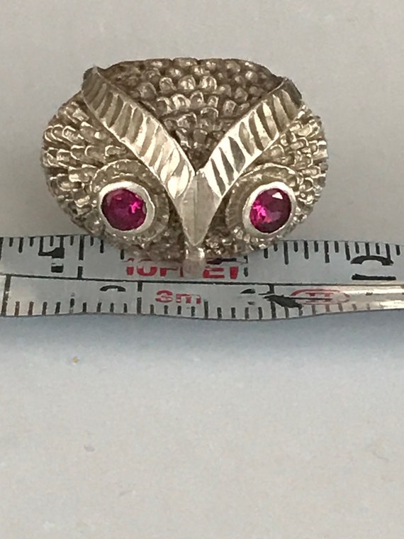 Vintage Sterling Silver Owl Ring with Sparkly Rub… - image 8