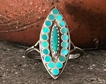 Sterling Silver Turquoise Navette Style Ring