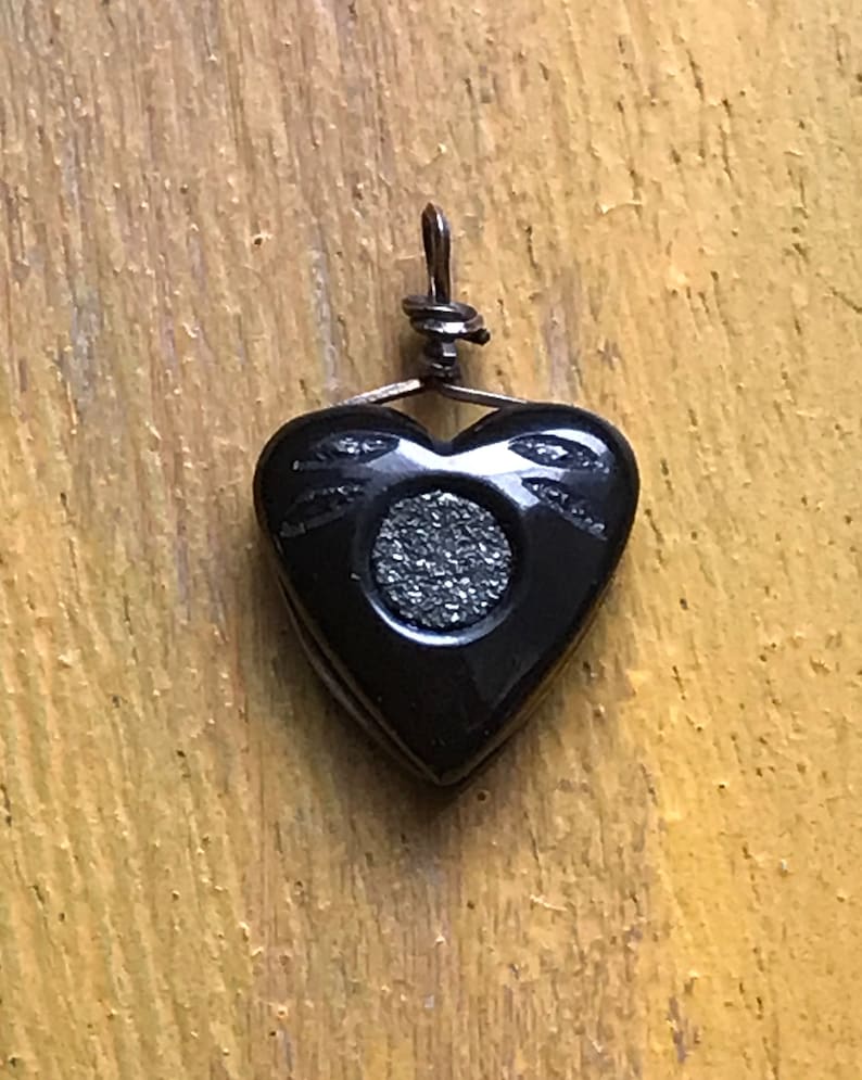 Antique Victorian Black Heart Pendant Charm