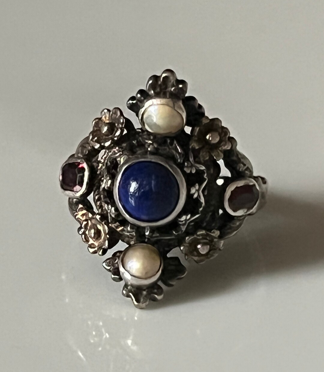 Vintage Austro Hungarian Style 800 Silver Ring With Lapis - Etsy