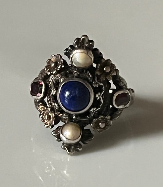 Vintage Austro Hungarian Style 800 Silver Ring wi… - image 1