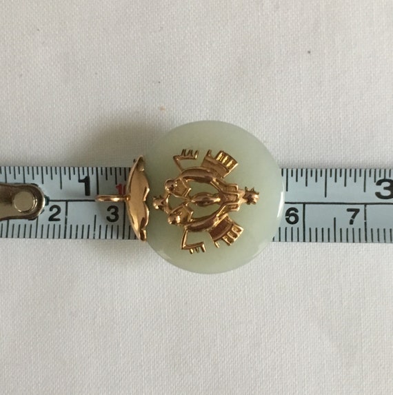 Vintage Jade Pendant with 18K Yellow Gold Emblem - image 7