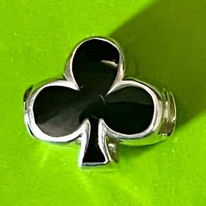 Sterling Silver Black Enamel Spade Charm Pendant Marked Halia
