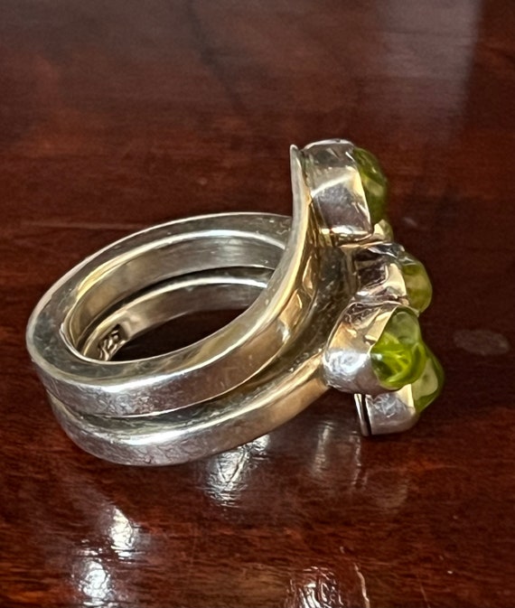 Unique Sterling Silver Peridot Ring Marked Lilly … - image 5