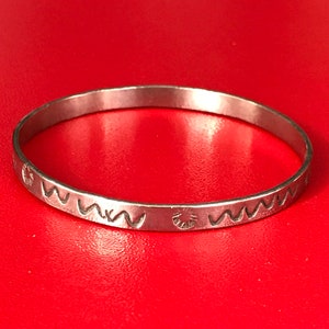 Vintage Sterling Silver Etched Bangle Marked Taxco Mexico