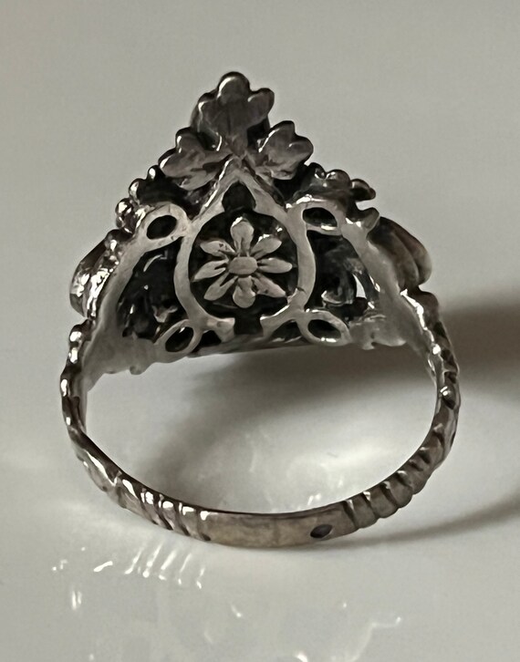 Vintage Austro Hungarian Style 800 Silver Ring wi… - image 4