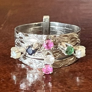 Vintage 14K Weißgold Multi Band Multi Stein Harem Stil Ring