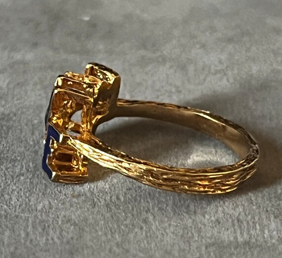 Unique Vintage 18K Gold and Enamel 1970's LOVE Ri… - image 4