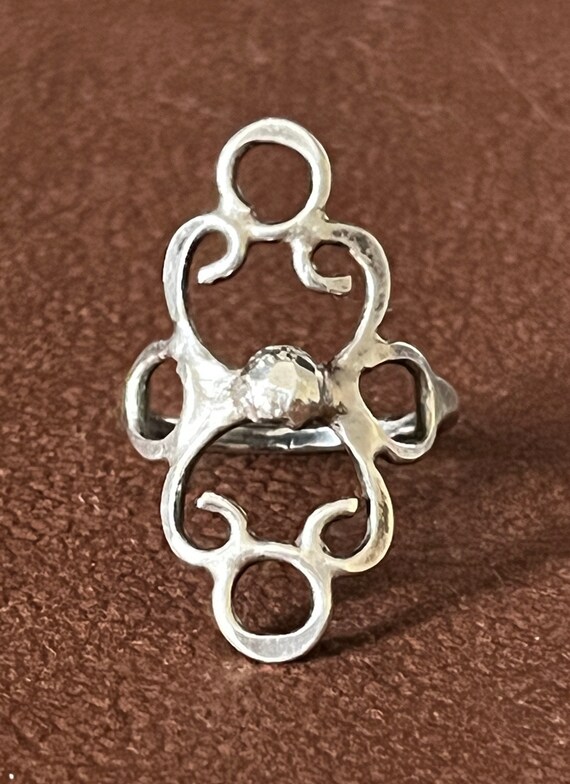 Ornate Sterling Silver Long Ring - image 2