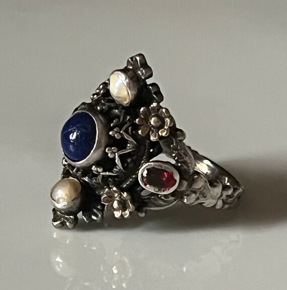 Vintage Austro Hungarian Style 800 Silver Ring wi… - image 2