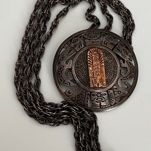 Collana peruviana vintage con spilla pendente marchiata Perù 18K 925