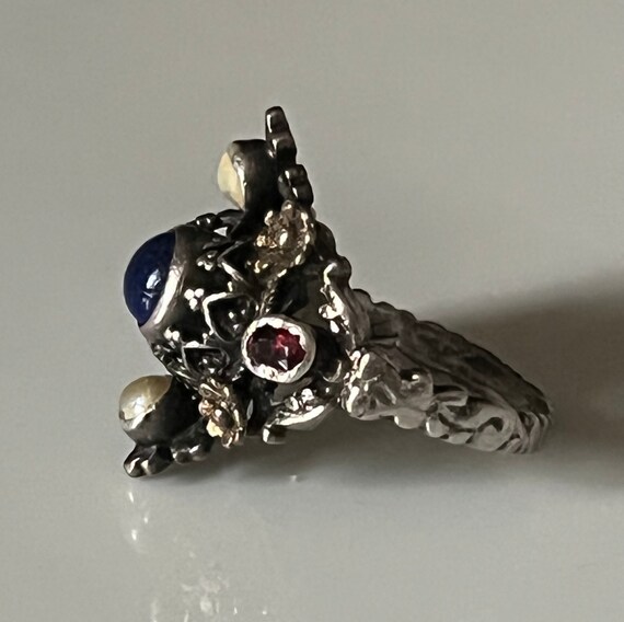 Vintage Austro Hungarian Style 800 Silver Ring wi… - image 3