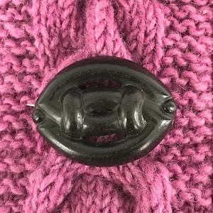 Antique Victorian Vulcanite Brooch Stamped Manton's Patent