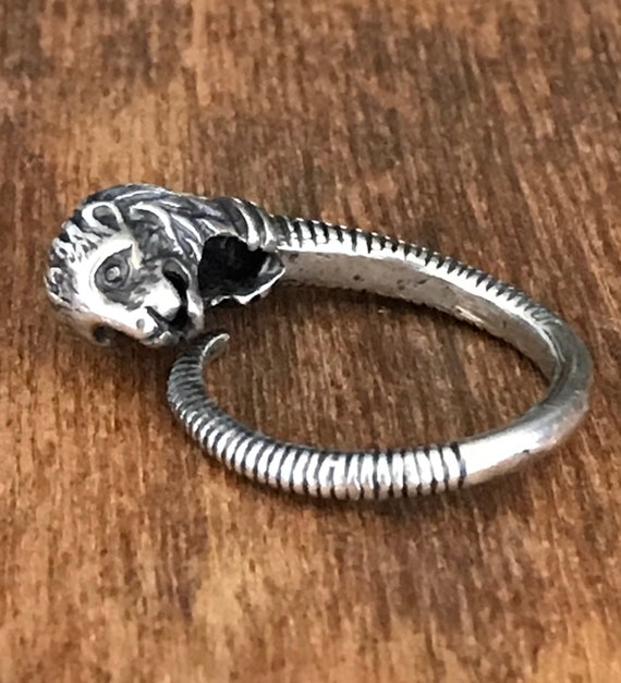 Vintage Sterling Silver Lion Ring Marked Beau Sterling - Gem
