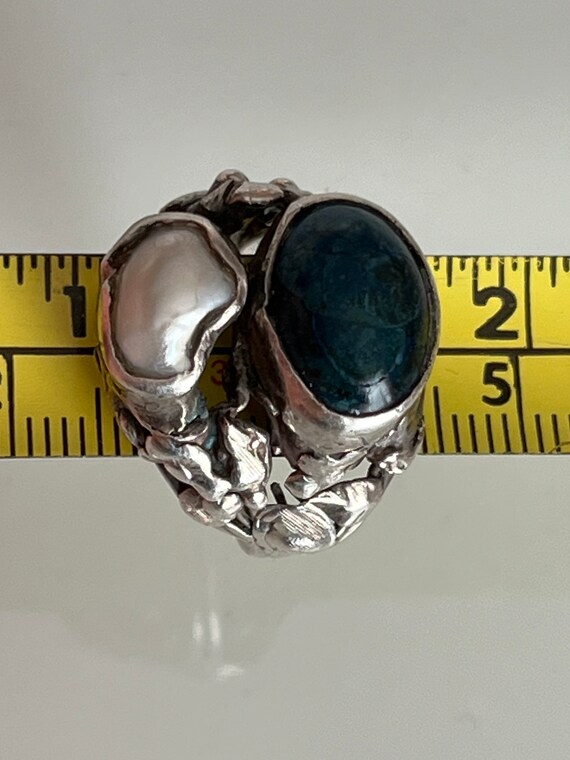 Vintage Ornate Sterling Silver Ring with Malachit… - image 7