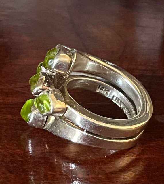 Unique Sterling Silver Peridot Ring Marked Lilly … - image 3