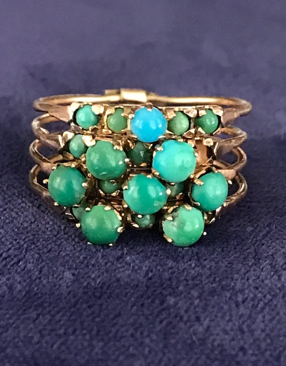 Vintage 14K Gold Turquoise Harem Ring