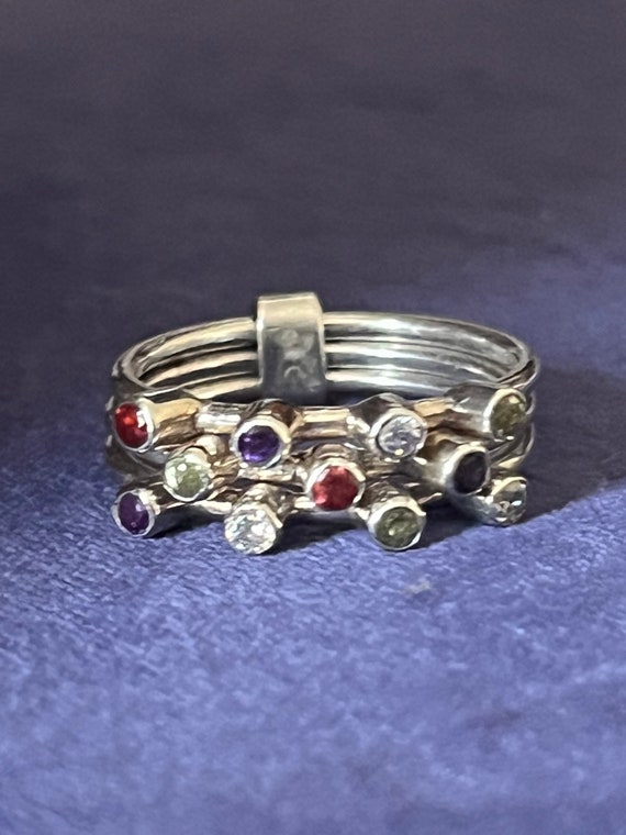 Sterling Silver Multi Band Multi Stone Ring