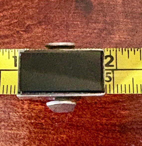 Handsome Sterling Silver Rectangular Black Onyx R… - image 5
