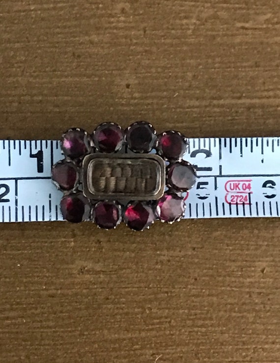 Antique Vermeil Garnet Memorial Mourning Brooch w… - image 5