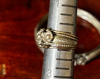 Rare Vintage Sterling Silver Set of Multi Band Floral Puzzle