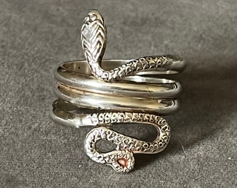 Sterling Silver Wide Coiled Snake Ring